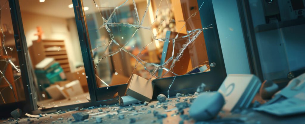 vidrio roto de ventana de seguridad